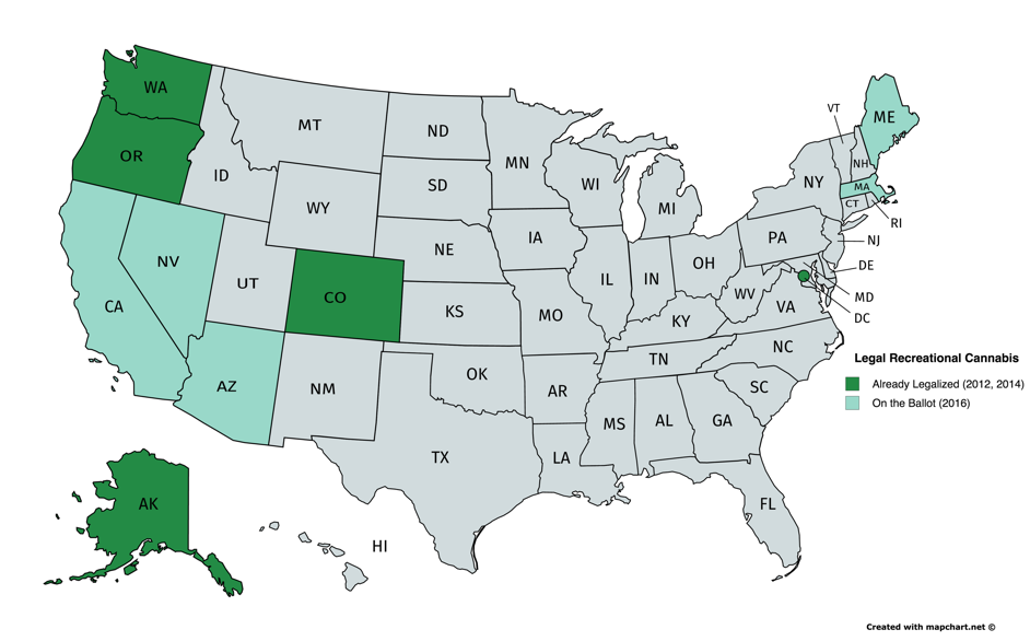 Figure 1 Cannabis legalisation in the United States
